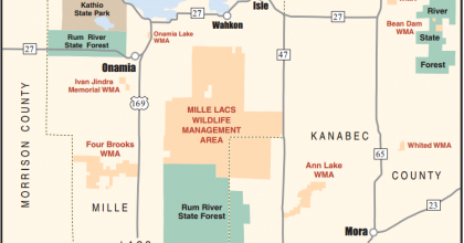 Locator map for the Mille Lacs WMA. 