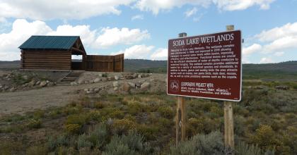 Soda Lake wetlands viewing sign.