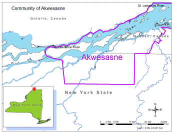 Location of the Akwesasne community (source: Akwesasne Mohawk Territory Emerald Ash Borer Response Plan)