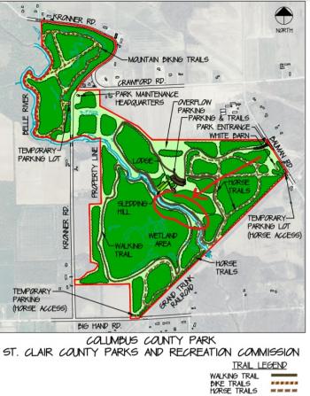 Map of the park with project area circled