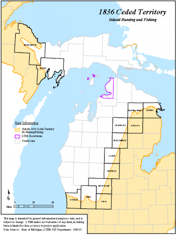 LTBB Reservation boundary and 1836 Ceded Territory