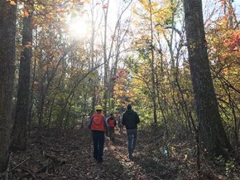 Mohegan State Forest field visit. Photo Credit: Amanda Bunce, University of Connecticut 