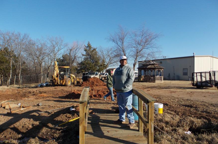 New bridge across wetland pond, 2019
