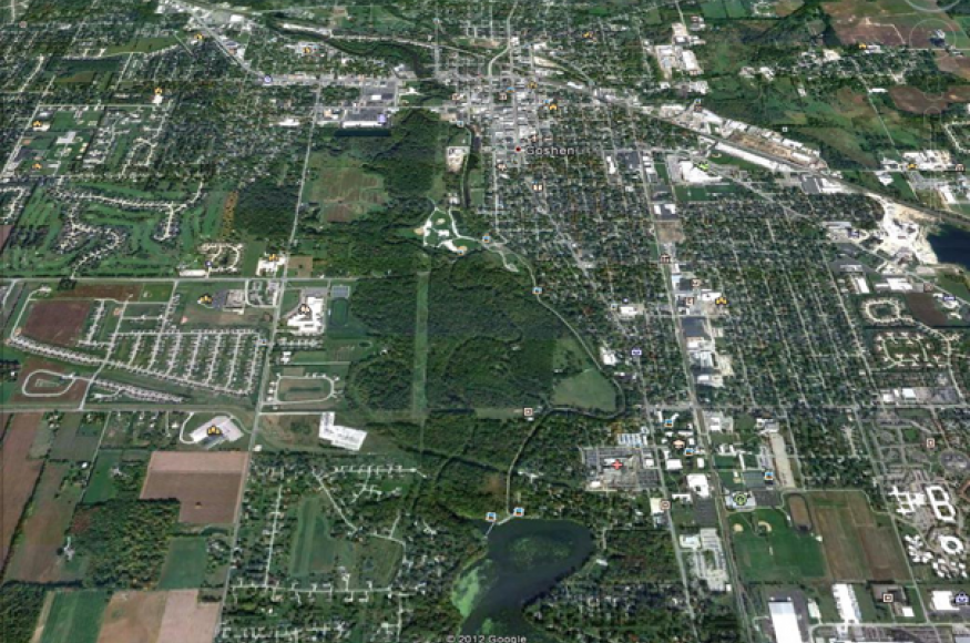 aerial view of Goshen